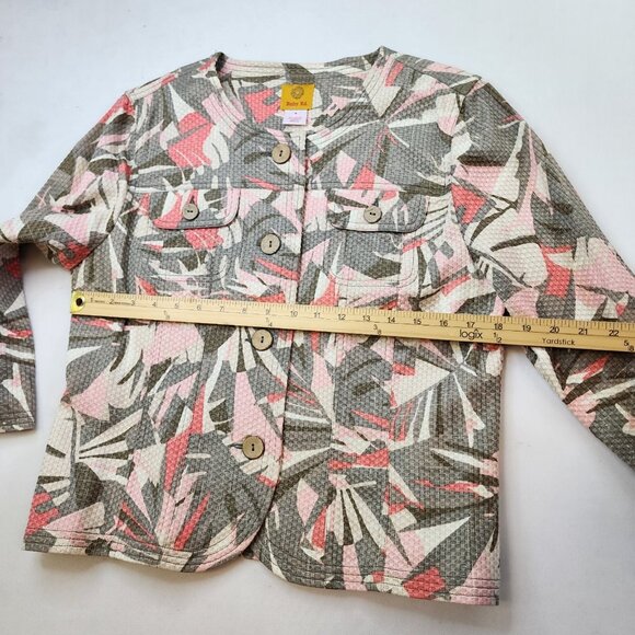 Ruby Rd Jacket Blazer S Textured Cotton Stretch Abstract Coastal Button Office - Picture 8 of 10